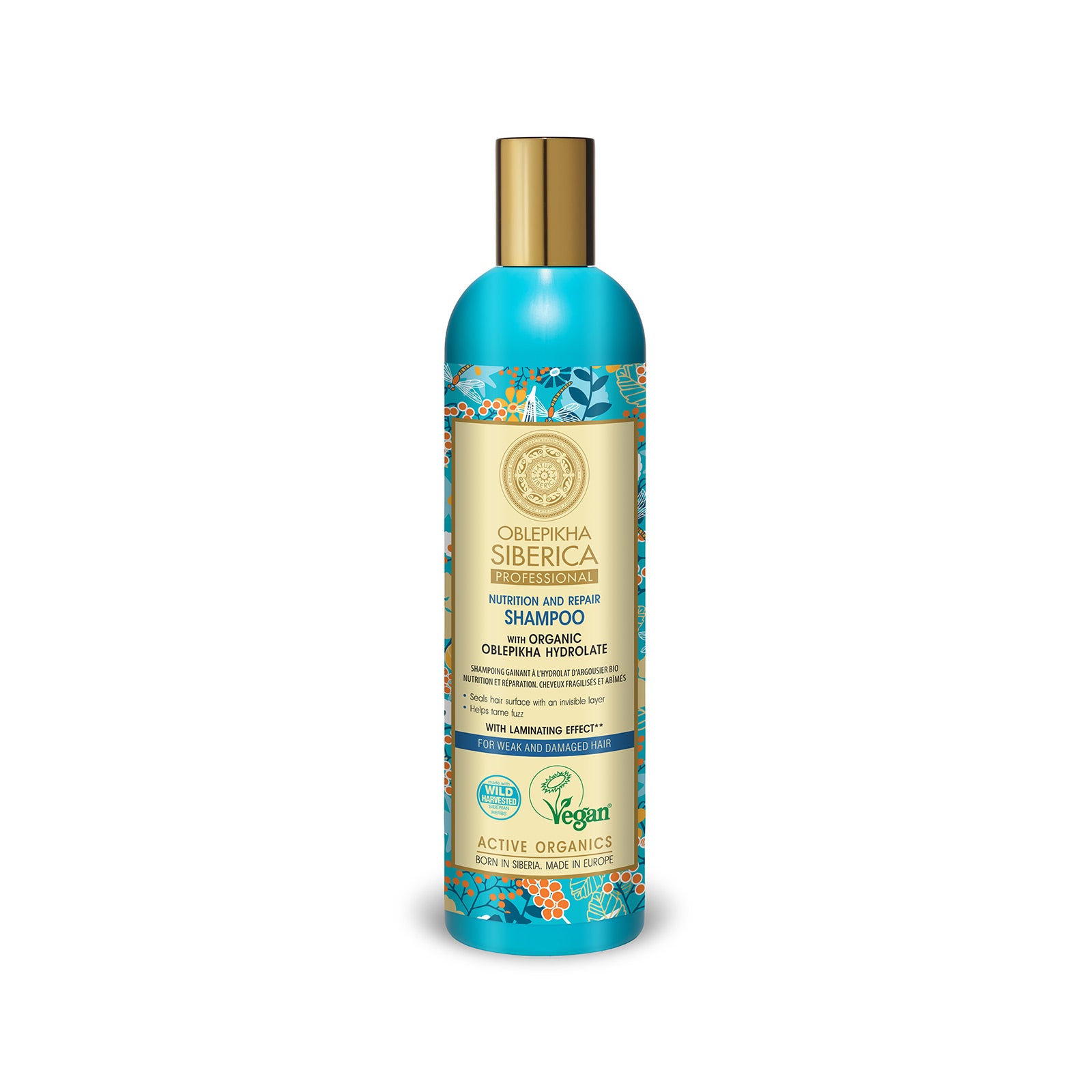 Natura Siberica Shampoo with Organic Oblepikha Hydrolate For Weak And Damaged Hair, 400 ml