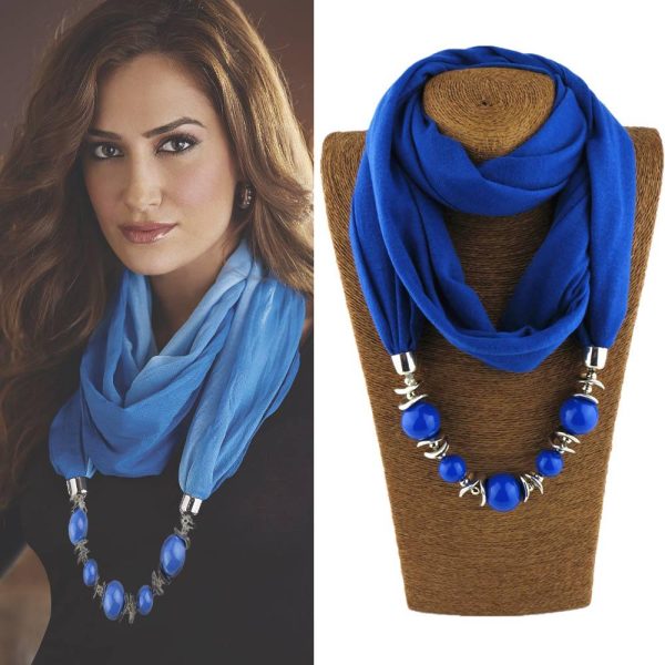9 Colors Ethnic Unique Scarf Necklaces Resin Pendant Neckerchief Statement Women Bohemia Necklace Blan