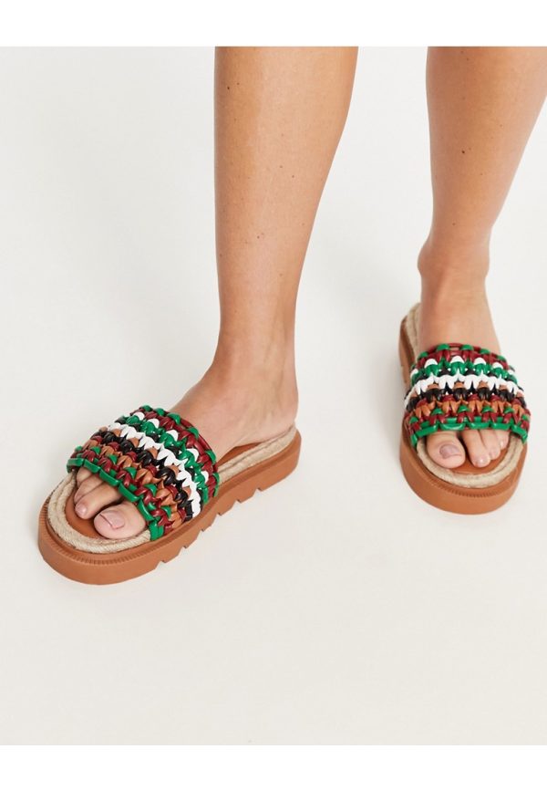 ASOS DESIGN Womens Jupiter woven espadrille in multi tan - Brown - Size UK 2