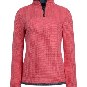 Weird Fish Beye Eco 1/4 Zip Grid Fleece Barberry Red Marl Size 8