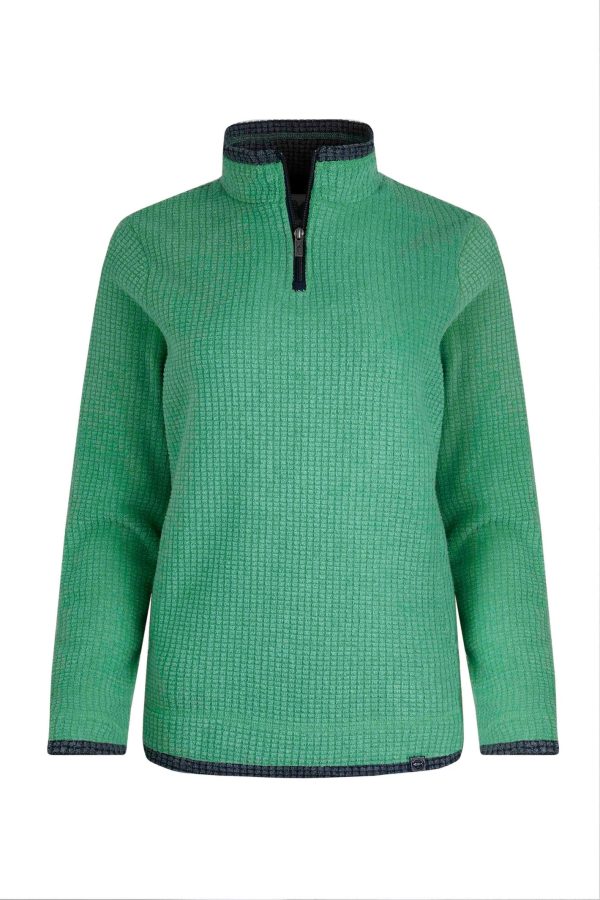 Weird Fish Beye Eco 1/4 Zip Grid Fleece Grass Green Size 10