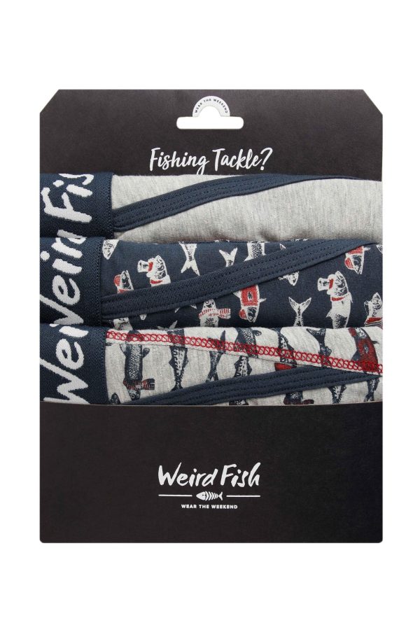 Weird Fish Ashridge Boxer Shorts 3 Pack Grey Marl Size M