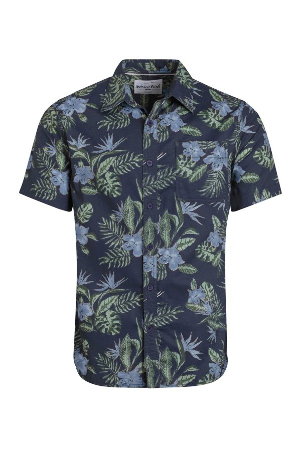 Weird Fish Faraway Organic Cotton Printed Shirt Navy Size 2XL