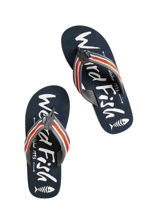 Weird Fish Waterford Flip Flops Dark Navy Size 9