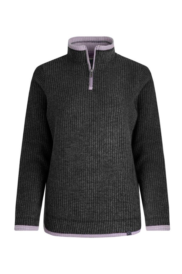 Weird Fish Lynda 1/4 Zip Grid Fleece Washed Black Size 16