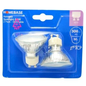 Homebase Halogen Spotlight Light Bulbs GU10 300LM 40W 2 Pk
