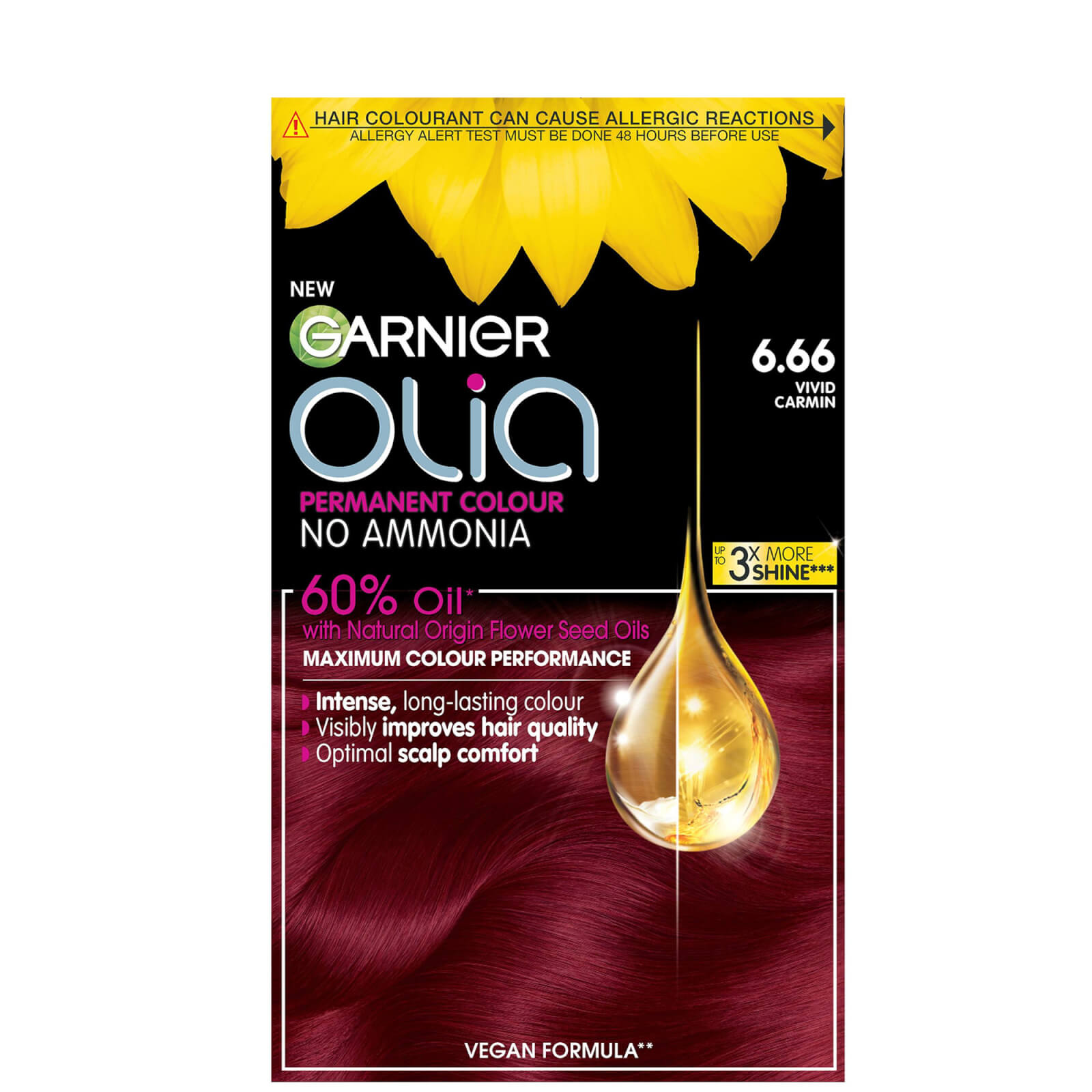 Garnier Olia Permanent Hair Dye (Various Shades) - 6.66 Vivid Garnet Red
