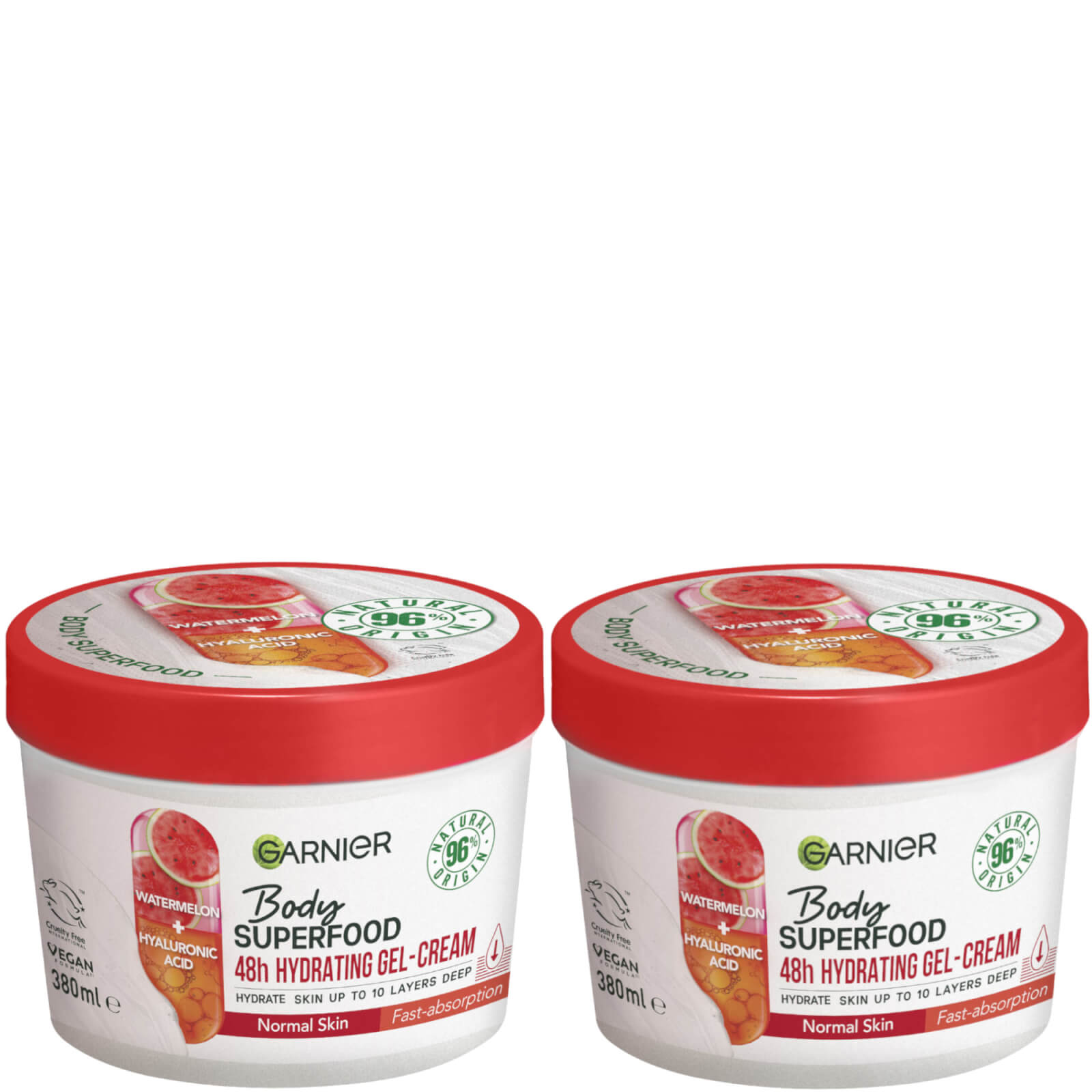 Garnier Body Superfood, Nourishing Body Cream Duos - Watermelon & Hyaluronic Acid