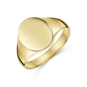9ct Yellow Gold Plain 10mm x 12mm Oval Signet Ring