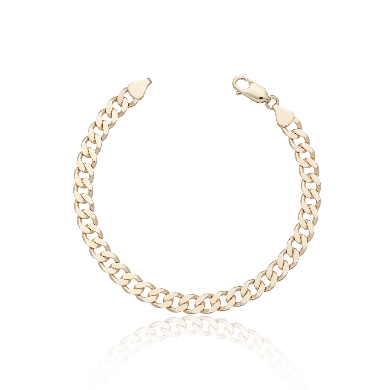 9ct Yellow Gold Gents 6.10mm Curb Bracelet