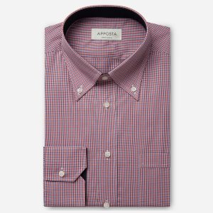 Shirt  big check  multi cotton zephyr, collar style  button-down collar