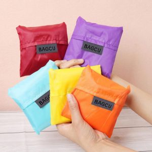 Yousheng Large Capacity Square Handle Portable Folding Tote Reusable Shopping Bag Handbag orange