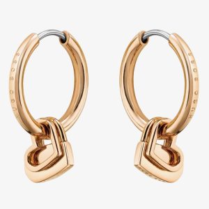 BOSS Soulmate Rose Gold-Tone Hearts Hoop Earrings 1580220