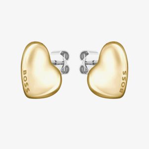 BOSS Honey Gold Plated Heart Stud Earrings 1580564