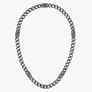BOSS Mens Absolute Double B Black Steel Necklace 1580744