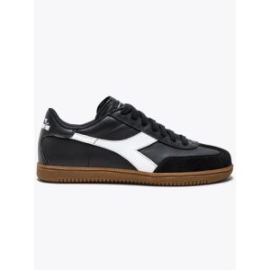 Diadora Mens Black White Leather Trainer