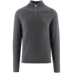 Farah Mens Grey Marl Jim Quarter Zip Sweatshirt
