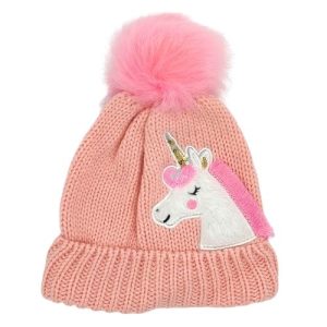Girls Pom Pom Unicorn Knit Hat