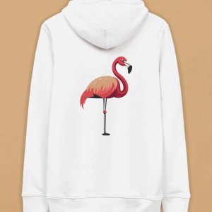 Pitod Flamingo Hoodie | Colour: White | Size: S | Hoodie | Unisex Genderless Sustainable