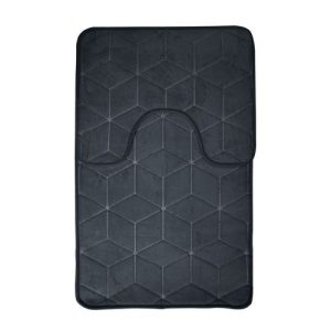 2 Piece Grey Memory Foam Bath Mat & Pedestal