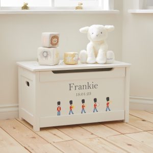 Personalised White Soldier Design Panelled Toy Box FSC®