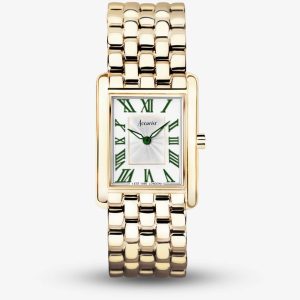 Accurist Rectangle Gold With Green Roman Numerals Watch 71008