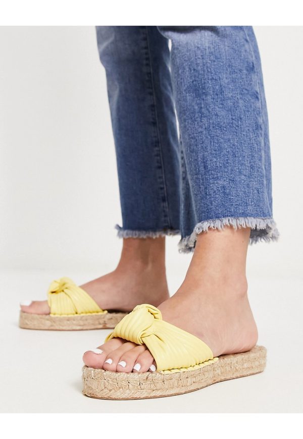 ASOS DESIGN Womens Jade knotted espadrille mules in yellow - Size UK 7