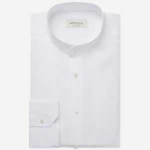 Shirt  solid  white linen plain, collar style  band collar