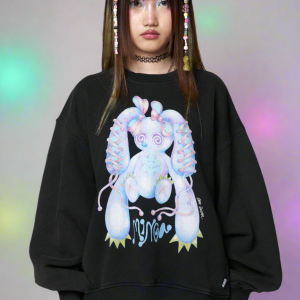 Minga London x Ema Gaspar Bunny Graphic Sweatshirt Colour: Black Size: M/L