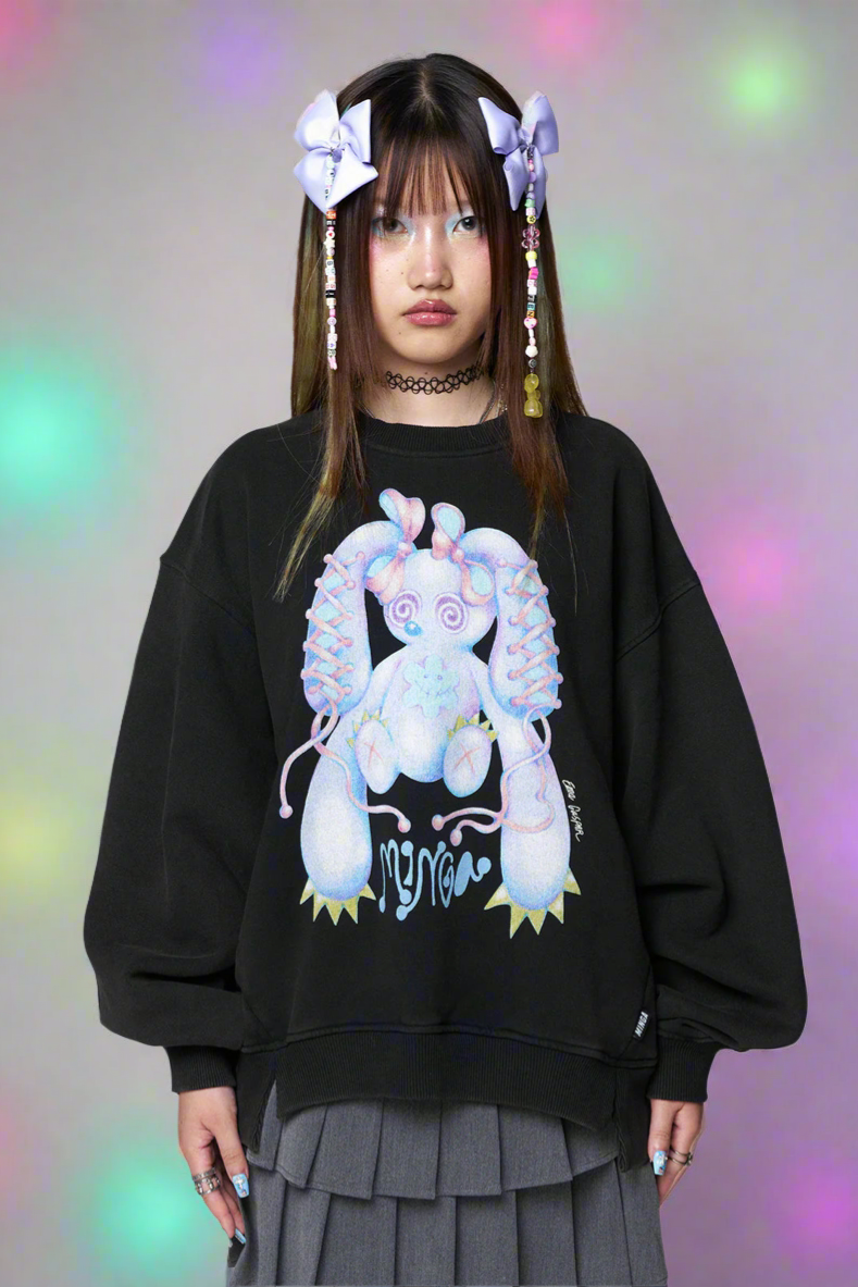 Minga London x Ema Gaspar Bunny Graphic Sweatshirt Colour: Black Size: M/L