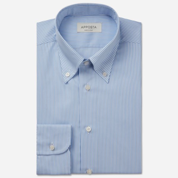 Shirt  striped  light blue cotton poplin, collar style  button-down collar