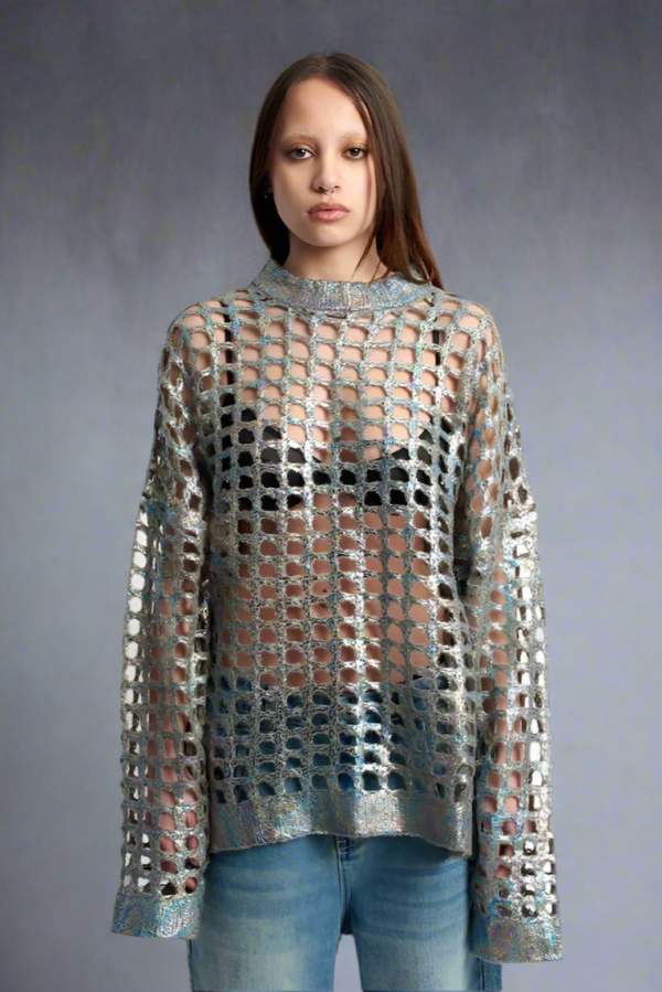 The Ragged Priest Electro Metallic Knit Size: S Colour: Grey