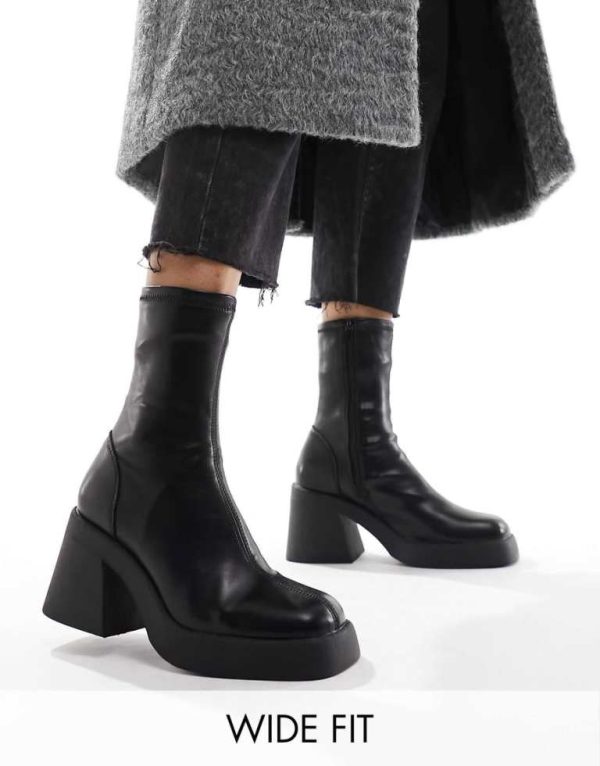 ASOS DESIGN Womens Radiate mid-heel boots in black - Size UK 10