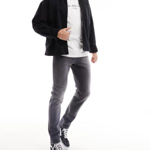 ASOS DESIGN Mens stretch slim jeans in washed black - Size 28W/32L