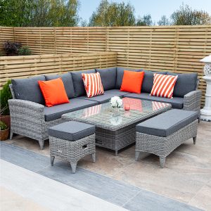 ENJOi Bordeaux Rectangle L Corner Height Adjustable Table Set
