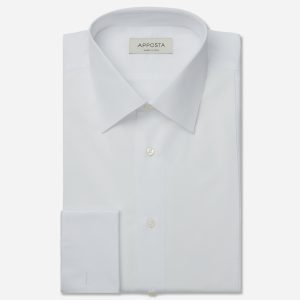Shirt  solid  white cotton, collar style  low straight point collar, cuff  french cuff (cufflinks)
