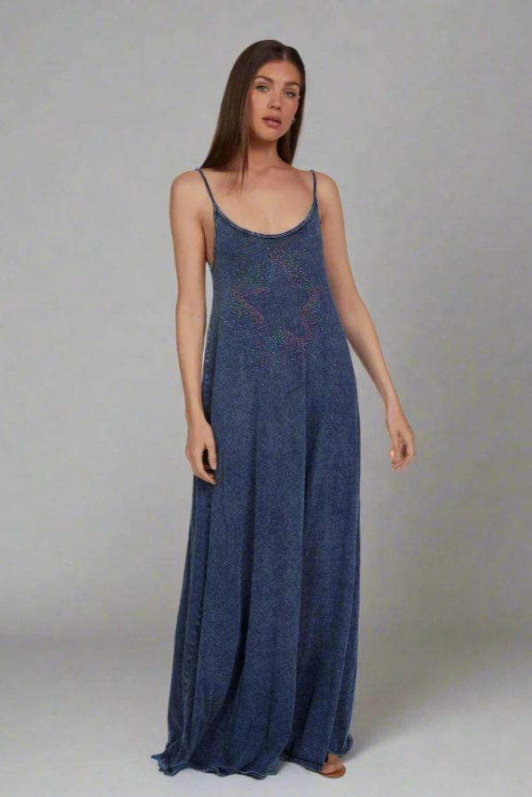 Lauren Moshi Berna Neon Stud Maxi Dress Size: XL Colour: Blue