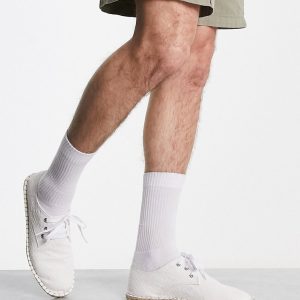 ASOS DESIGN Mens lace up espadrilles in white textured canvas - Size UK 7