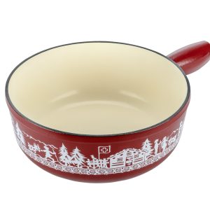 Kuhn Rikon - Fondue pot induction cast iron red Alpine Meadow 24cm