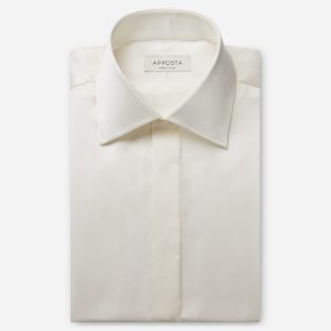 Shirt  solid  ivory silk poplin, collar style  formal straight point collar, cuff  french cuff (cufflinks)