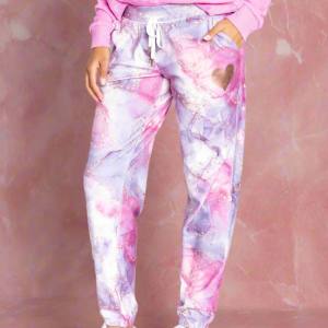 PJ Salvage Marble Mayhem Sweatpants Size: S Colour: Pink