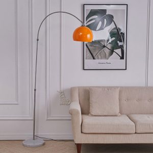 Arched Floor Lamp Tall Curved Design with Marble Base Orange Lampshade拢卢130 to 180CM
