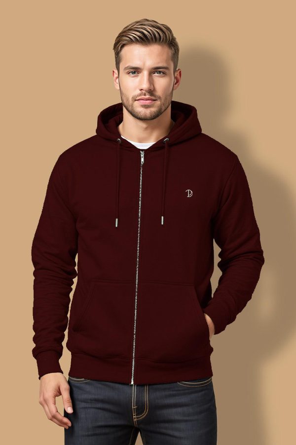 Pitod Printed P Zip-Up Hoodie | Colour: Burgundy | Size: 3XL | Hoodies | Unisex Genderless Sustainable