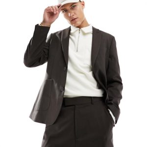 ASOS DESIGN Mens skinny suit jacket in brown - Size 34 (Chest)