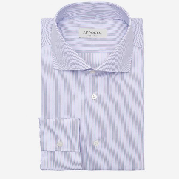 Shirt  striped  multi cotton poplin double twisted, collar style  lower spread collar