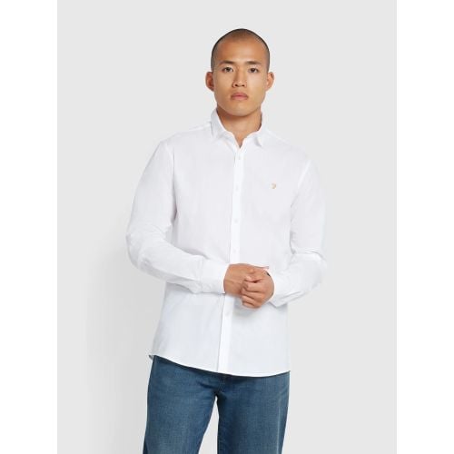 Farah Mens White Yorke Long Sleeve Shirt