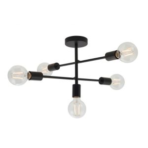 Studio 5 Light Semi Flush Ceiling Light - Matt Black