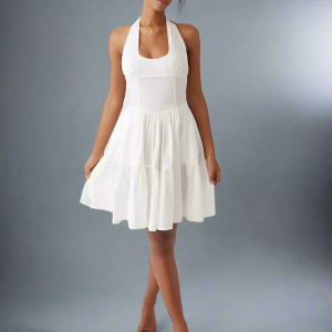 Frankies Bikinis Tulsa Halter Midi Dress as seen on Malin Andersson Size: L Colour: White