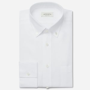Shirt solid white linen poplin, collar style small button-down collar