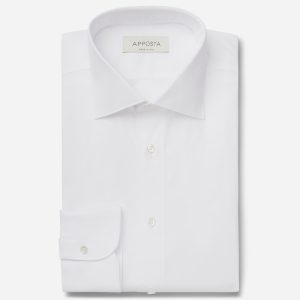 Shirt solid white cotton oxford, collar style semi-spread collar